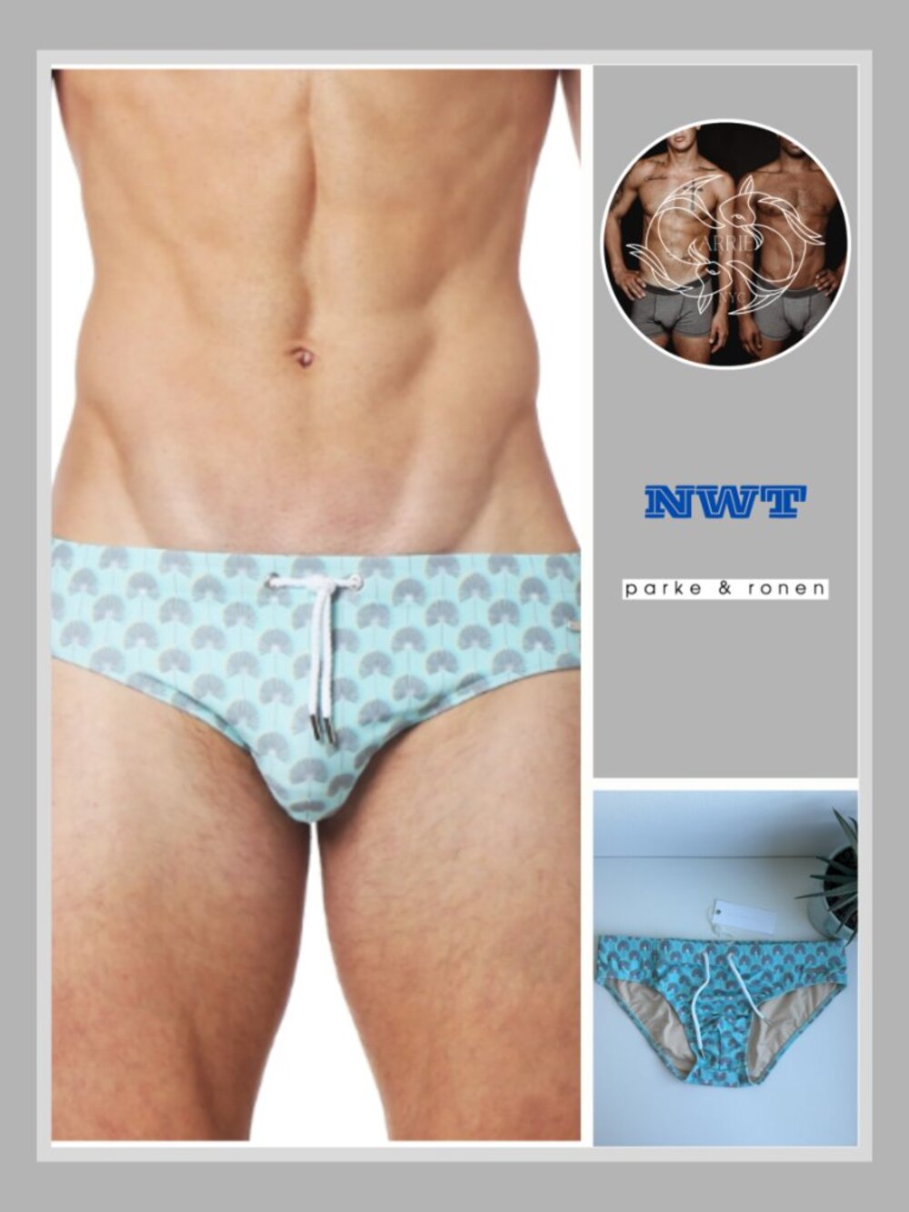 Parke & Ronen - Print Meridian Brief - Fan Dancer Blue (M)